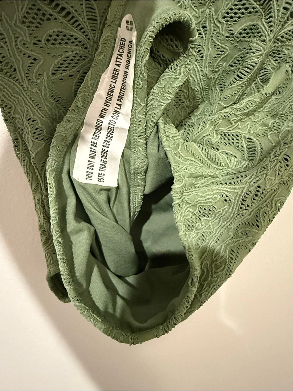 NWT Shade & Shore Olive Green Crochet One-Piece Swimsuit